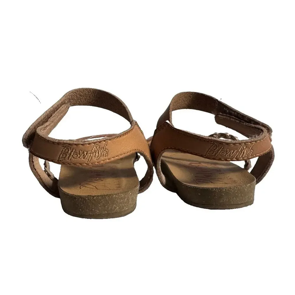 Blowfish Malibu Girls Size 10 Strappy Sandals Tan Coral Gold Braided